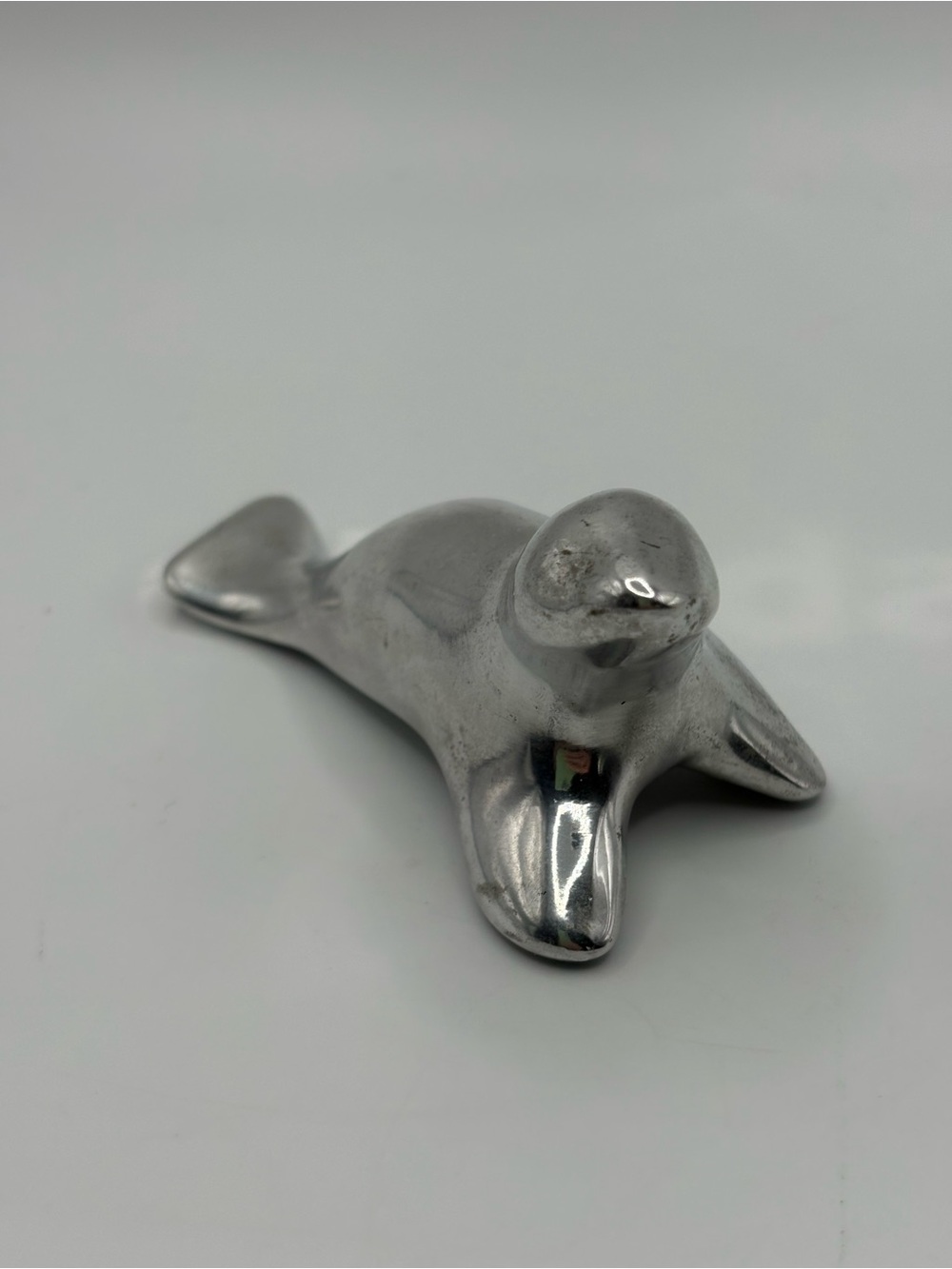 Hoselton Aluminum Seal Sculpture #1200 Canada Solid Polished Signed 3.5”X2”